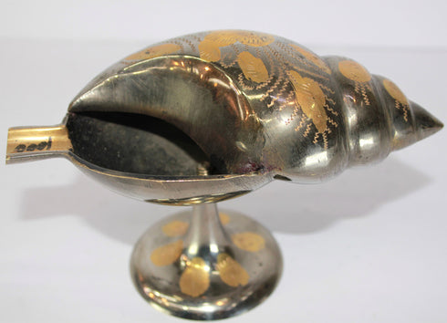 Brass Shankh Deepak with Stand Oil lamp 328g