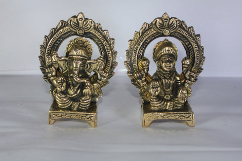 Brass Laxmi Ganesh God Idol Statue 649g