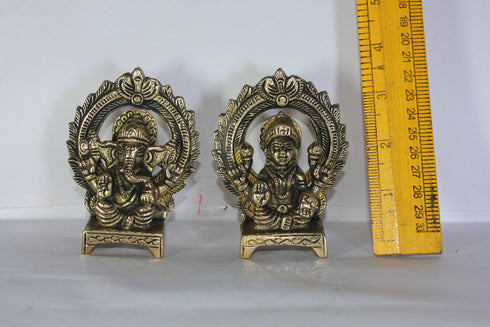 Brass Laxmi Ganesh God Idol Statue 649g