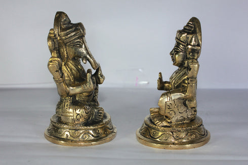 Brass Laxmi Ganesh God Idol Statue 1059g