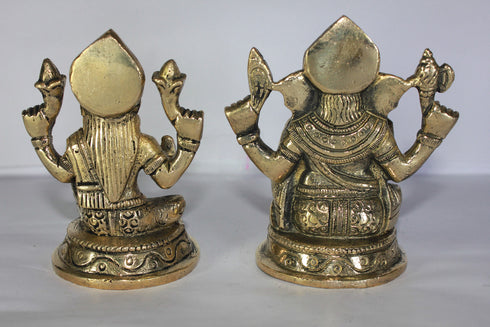 Brass Laxmi Ganesh God Idol Statue 1059g