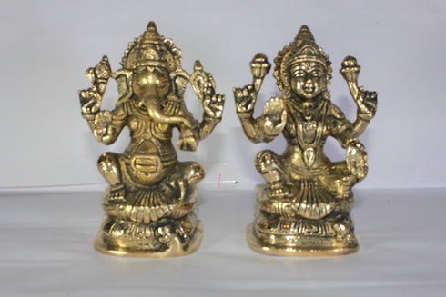 Brass Laxmi Ganesh God Idol Statue 2340g