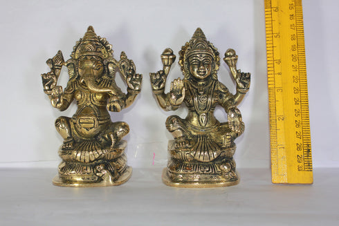 Brass Laxmi Ganesh God Idol Statue 2340g