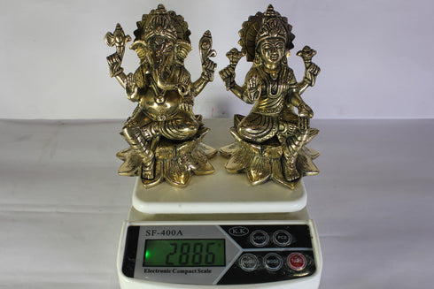 Brass Laxmi Ganesh God Idol Statue 2886g