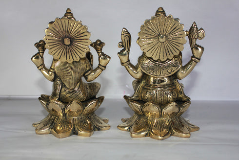 Brass Laxmi Ganesh God Idol Statue 2886g