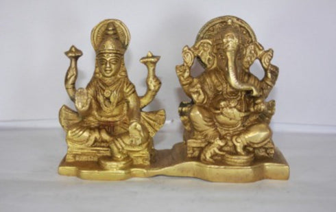 Brass Laxmi Ganesh God Idol Statue 1306g