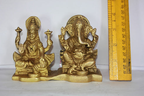 Brass Laxmi Ganesh God Idol Statue 1306g
