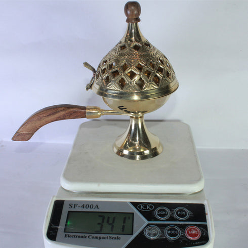 Brass Dhuna Dhoop Dani with Handle 341g