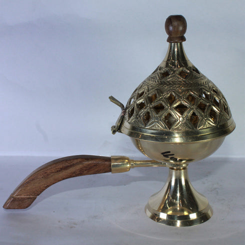 Brass Dhuna Dhoop Dani with Handle 341g