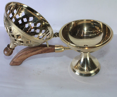 Brass Dhuna Dhoop Dani with Handle 341g