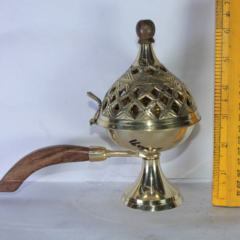 Brass Dhuna Dhoop Dani with Handle 341g