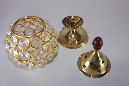 Brass Crystal Akhand Jyoti Diya 166g