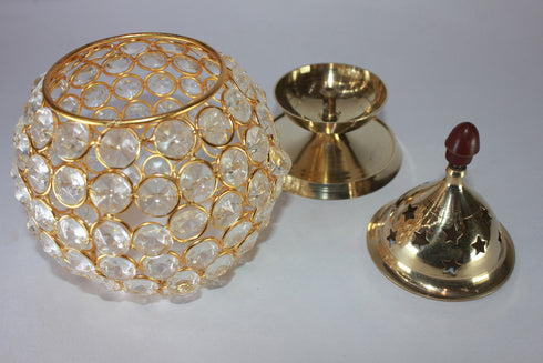Brass Crystal Akhand Jyoti Diya 388g