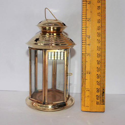 Brass Akhand Glass Jyoti Diya Stand 113g