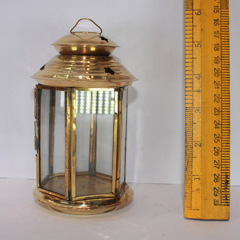 Brass Akhand Glass Jyoti Diya Stand 141g