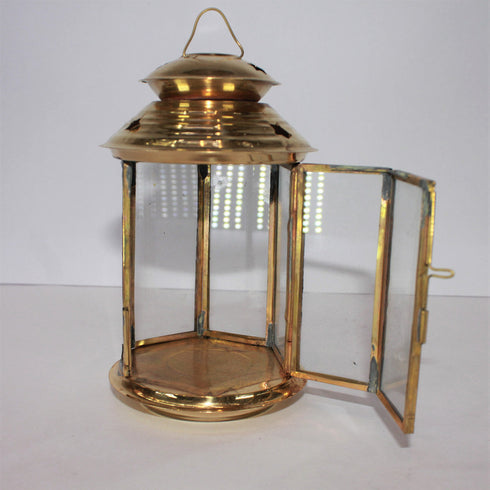 Brass Akhand Glass Jyoti Diya Stand 141g