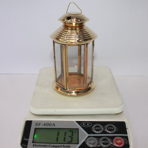 Brass Akhand Glass Jyoti Diya Stand 113g