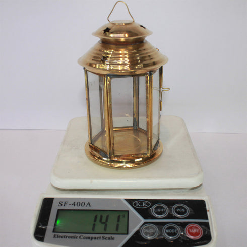 Brass Akhand Glass Jyoti Diya Stand 141g