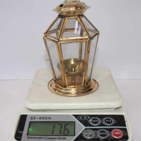 Brass Akhand Glass Jyoti Diya Stand 176g