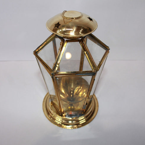 Brass Akhand Glass Jyoti Diya Stand 251g