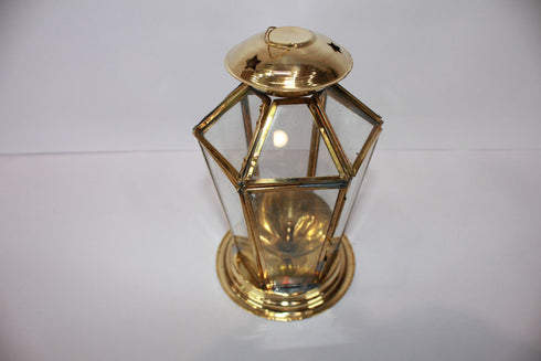Brass Akhand Glass Jyoti Diya Stand 251g