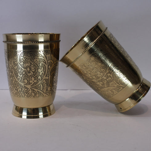 Mughal Design Etching Brass Glass 178g(Pack of 16)
