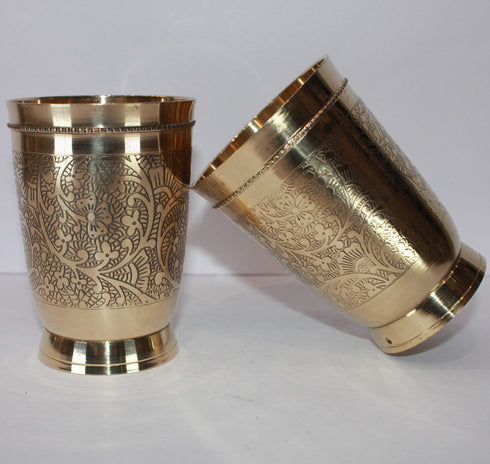 Mughal Design Etching Brass Glass 178g(Pack of 16)