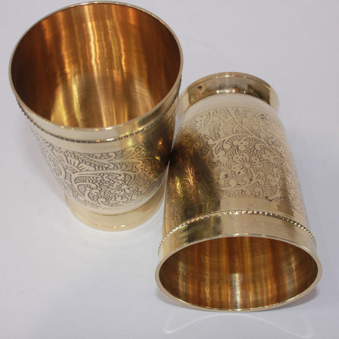 Mughal Design Etching Brass Glass 178g(Pack of 16)