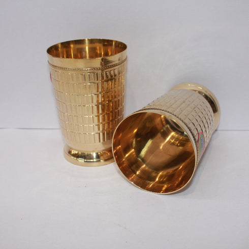 Brass Glass with Nakashi Design 181g(Pack of 16)