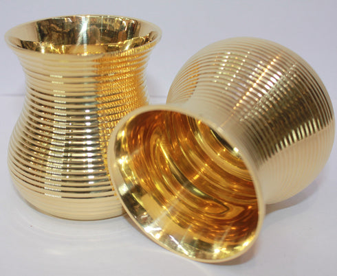 Brass Lining Design Glass Set of 2 207g