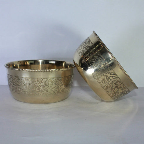 Brass Flower Design Bowl Katori Set of 2 193g