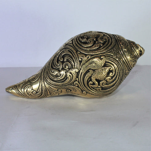 Brass Conch Shell | Pooja Shankh With Lord Vishnu 1634g