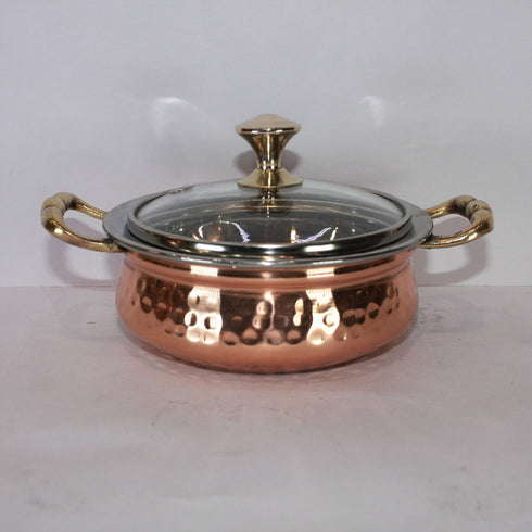 Steel Copper Kadai With Glass Cover 502g