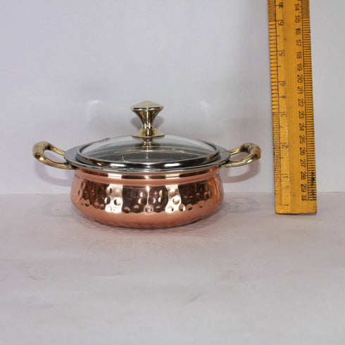 Steel Copper Kadai With Glass Cover 502g