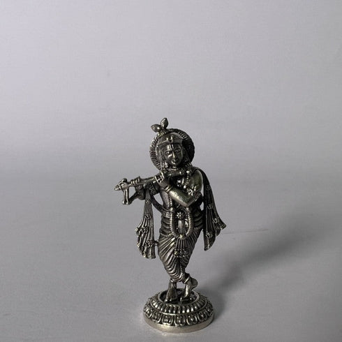 Pure Silver 92.5 Krishna Antique Idol 12g