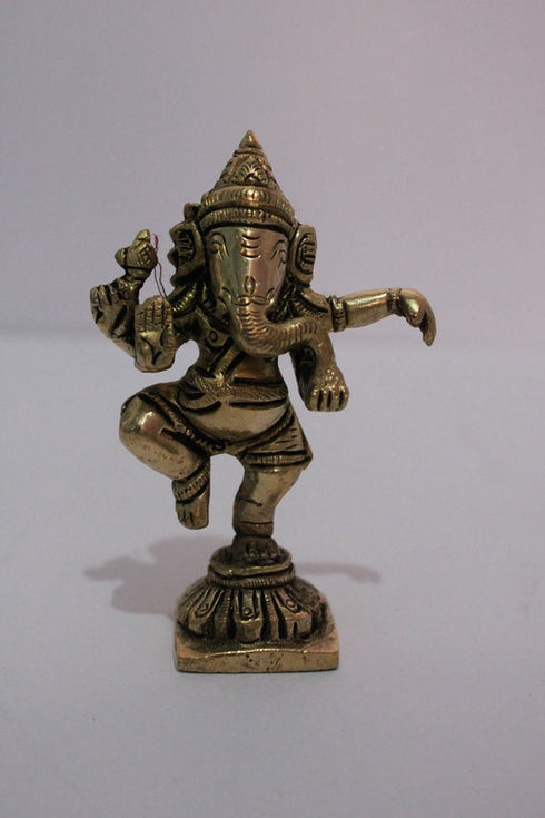 Brass Dancing Ganesha Idol Murti 255gm