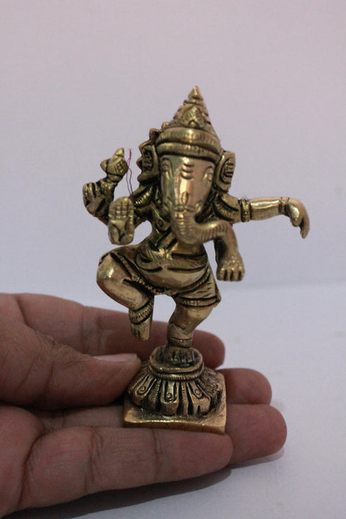 Brass Dancing Ganesha Idol Murti 255gm