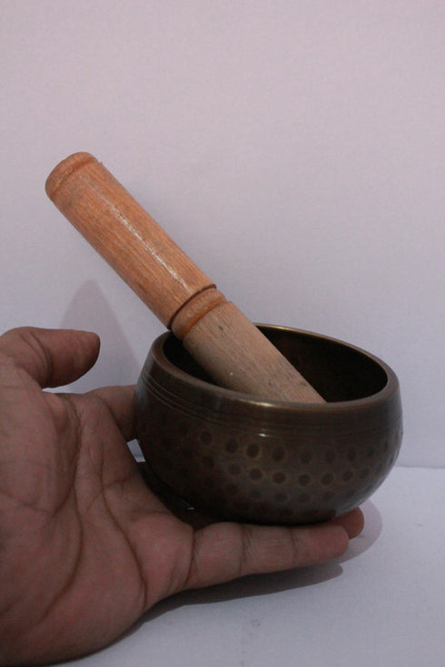 Brass Tibetan Singing Bowl With Stick 357gm