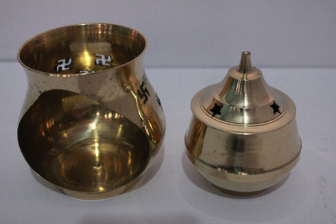 Brass Covered Jyoti for Pooja 264gm