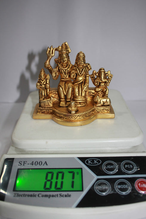 Brass Shiv Parivar Idol | Shiv Family Murti Statue 807g