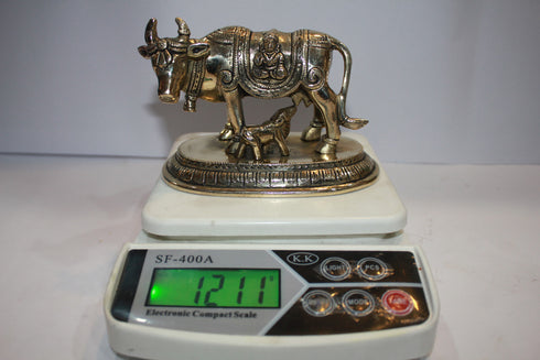 Brass Cow With Calf Statue 1211g