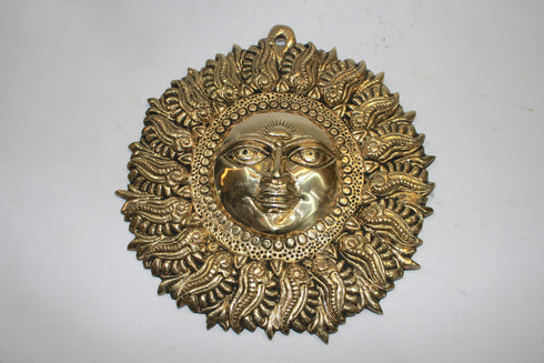 Brass Wall Hanging Sun Antique Statue 1464g