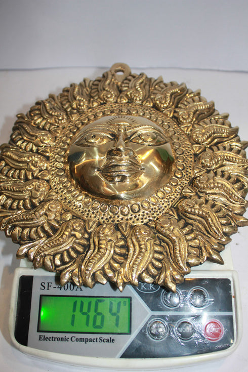 Brass Wall Hanging Sun Antique Statue 1464g