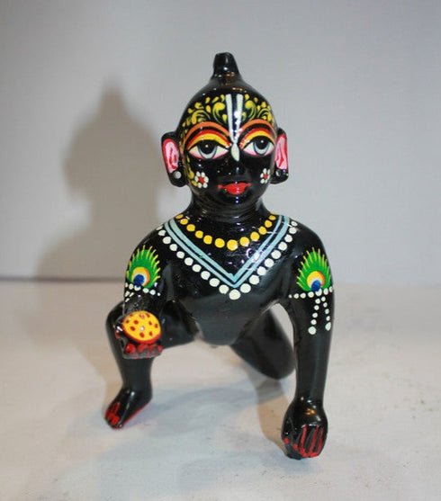 Brass Black Laddu Gopal Statue Murti Idol 898g