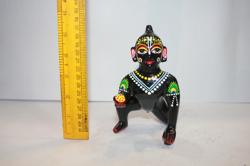 Brass Black Laddu Gopal Statue Murti Idol 898g