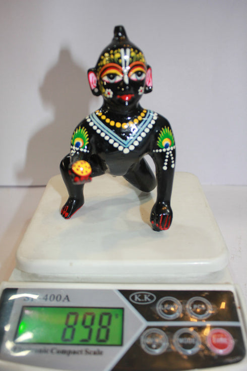 Brass Black Laddu Gopal Statue Murti Idol 898g