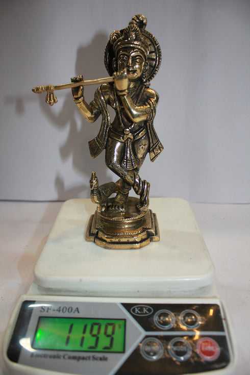 Brass Krishna God Idol Statue 1199g
