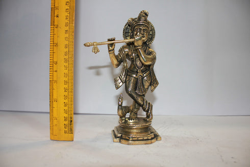 Brass Krishna God Idol Statue 1199g