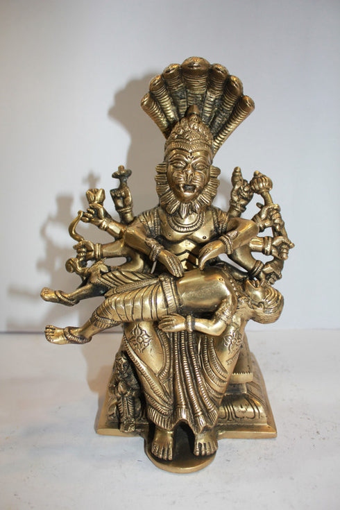 Brass Narsingh Bhagwan God Idol Statue 3598g