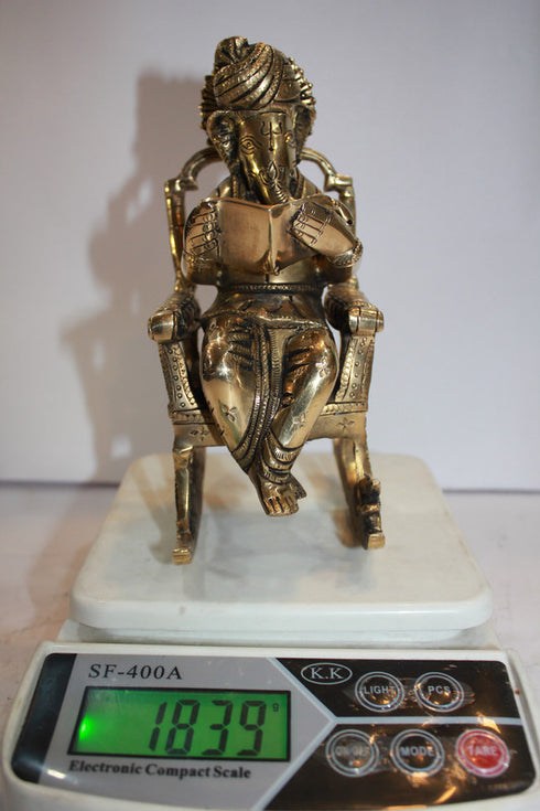 Brass Chair Ganesh Statue 1839g